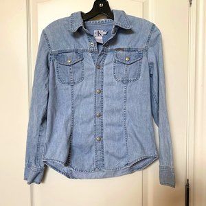 Vintage Calvin Klein Denim Shirt Light Wash - M